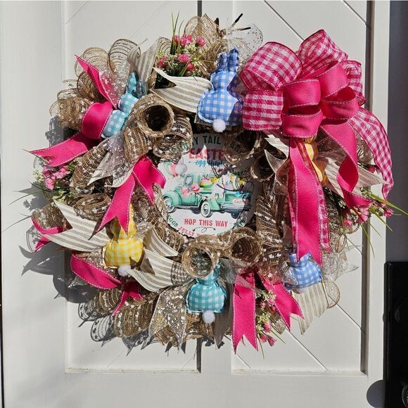 Easter Bunny Tail Farms Wreath - Picture 1 of 5